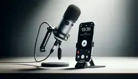 An iPhone recording a Podcast using an external microphone