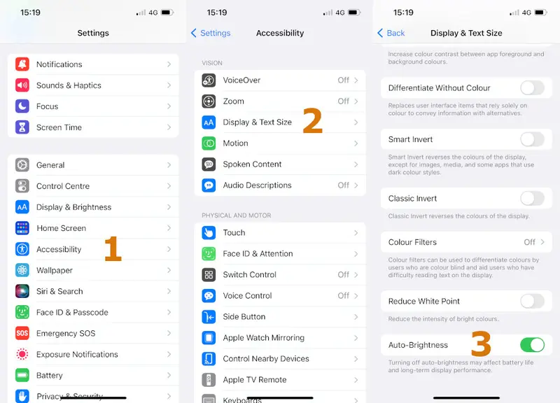 How to disable auto-brightness on iPhone