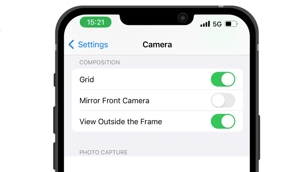 Mirror Front Camera setting on iPhones