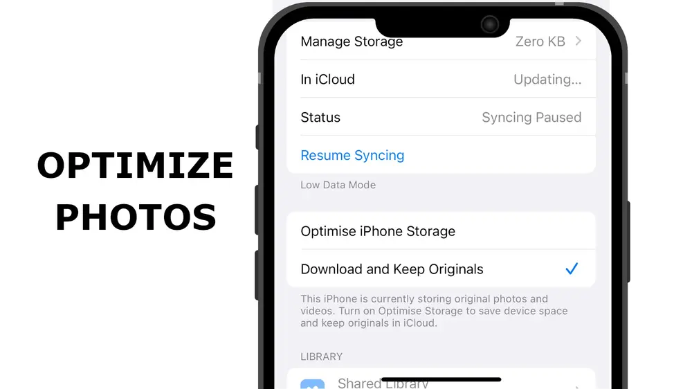 Optimize photos settings on iPhone