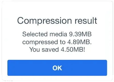 Compression result of the Photo cleaner to save space on my iPhone