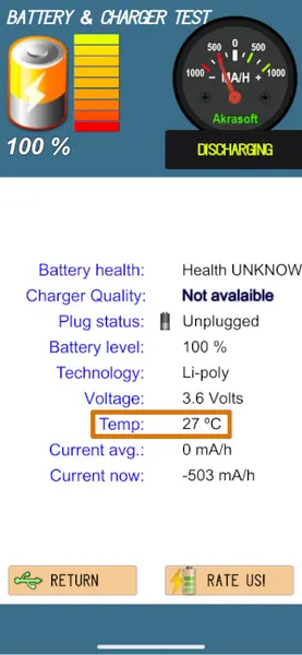 Application to get information about temperature provided by the battery temperature sensor of an iPhone