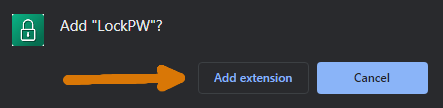 Google Chrome pop-up when trying to add LockPW extension